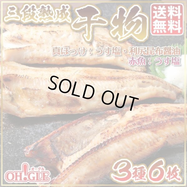 画像1: 三段熟成 干物 3種6枚入（約6人前）（真ほっけ：うす塩・利尻昆布醤油、赤魚：うす塩）【賞味期限：2025年6月30日】 (1)